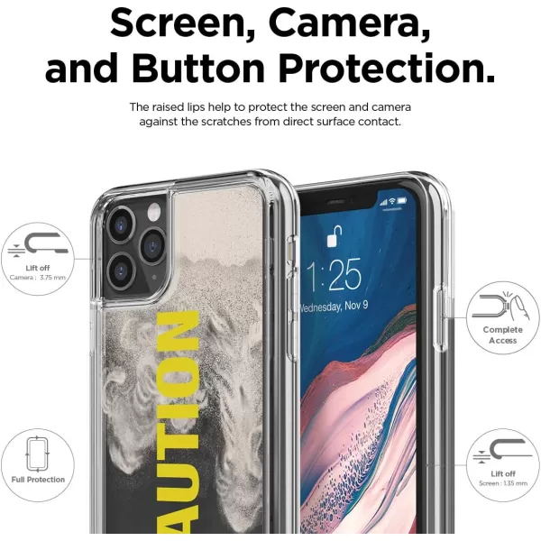 elago Sand Case Compatilbe with iPhone 11 Pro Max  Waterfall Effect Liquid Sand CameraDrop Protection Fully Covered Fit Tested Caution  Ivory Nightglow Blue  BlackCAUTION