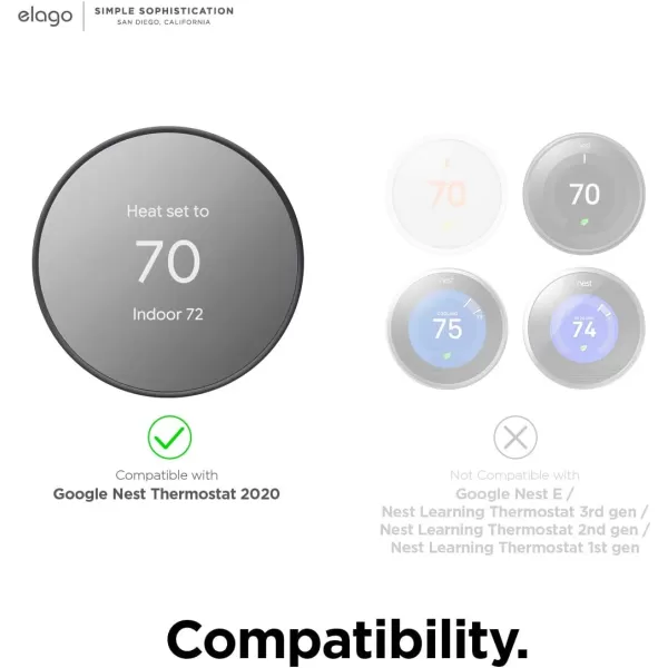 elago Satellite Wall Plate Cover Plus Compatible with Google Nest Thermostat 2020 White  Durable Material Easy Installation Concave and Complementary DesignWhite