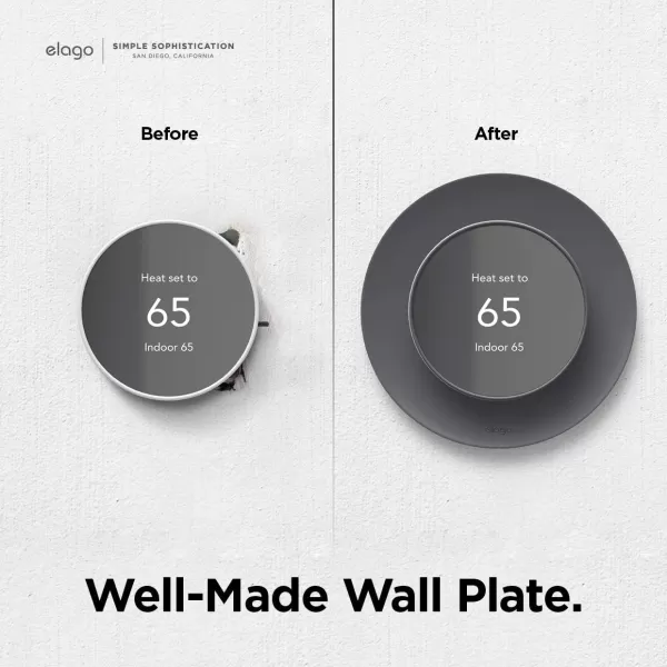 elago Satellite Wall Plate Cover Plus Compatible with Google Nest Thermostat 2020 White  Durable Material Easy Installation Concave and Complementary DesignCharcoalGray