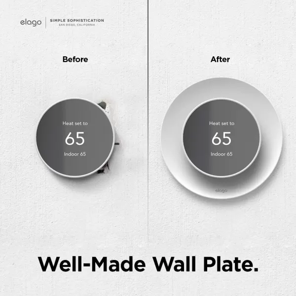 elago Satellite Wall Plate Cover Plus Compatible with Google Nest Thermostat 2020 White  Durable Material Easy Installation Concave and Complementary DesignWhite