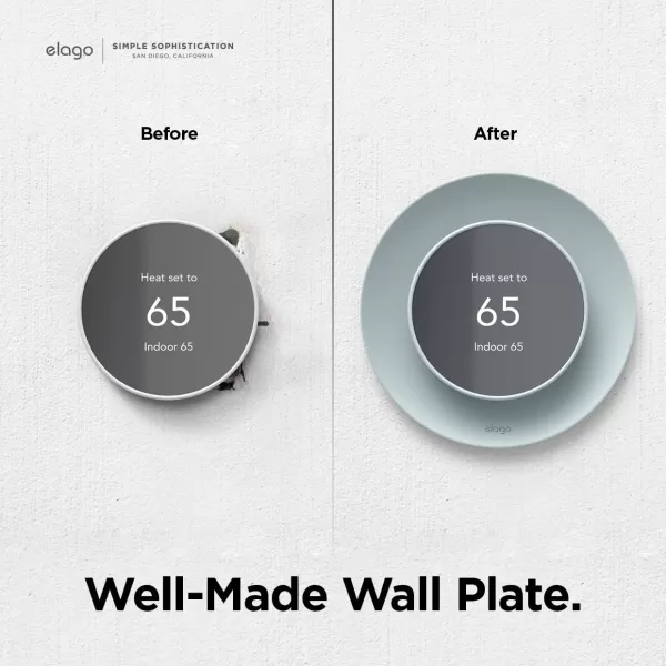 elago Satellite Wall Plate Cover Plus Compatible with Google Nest Thermostat 2020 White  Durable Material Easy Installation Concave and Complementary DesignMint Green