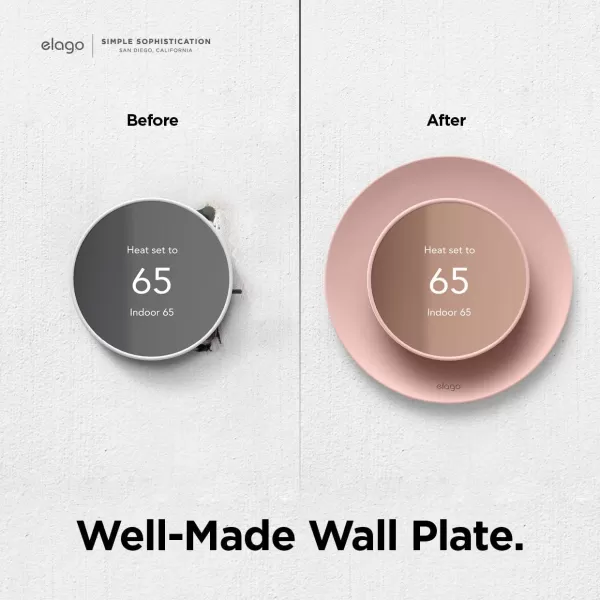 elago Satellite Wall Plate Cover Plus Compatible with Google Nest Thermostat 2020 White  Durable Material Easy Installation Concave and Complementary DesignSand Pink