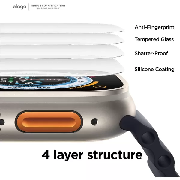 elago Screen Protector Compatible with Apple Watch Ultra 2  Ultra 49mm 4 layer structure tempered glass screen protector Clear Anti Scratch touch sensitiveelago Screen Protector Compatible with Apple Watch Ultra 2  Ultra 49mm 4 layer structure tempered glass screen protector Clear Anti Scratch touch sensitive