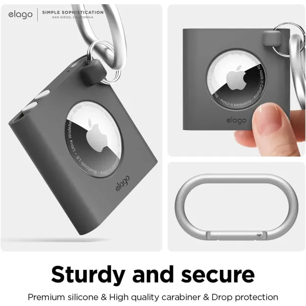 elago Shuffle Case Compatible with Apple AirTags Case Dark Gray  Designed for Air Tag Drop Protection Classic Retro MP3 Player DesignTrack Dogs Keys Backpacks PursesTracking Tag Not IncludedDark Grey