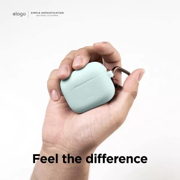 elago Silicone Case Compatible with AirPods 3 Case Cover  Compatible with AirPods 3rd Generation Carabiner Included Supports Wireless Charging Shock Resistant Full Protection Blackmint green