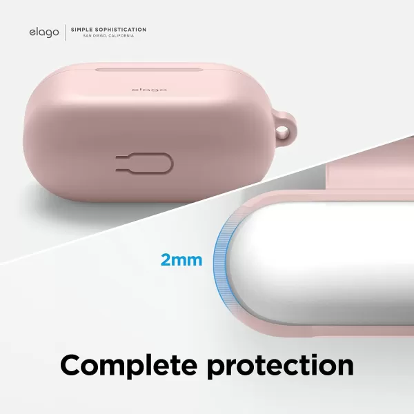 elago Silicone Case Compatible with AirPods 3 Case Cover  Compatible with AirPods 3rd Generation Carabiner Included Supports Wireless Charging Shock Resistant Full Protection BlackRose des Sables