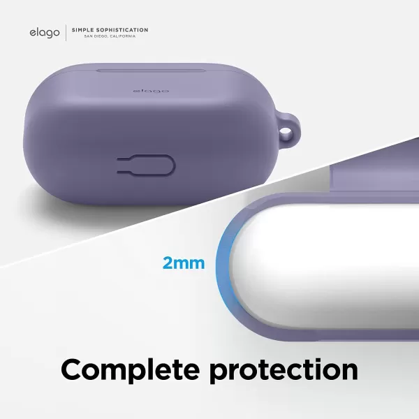 elago Silicone Case Compatible with AirPods 3 Case Cover  Compatible with AirPods 3rd Generation Carabiner Included Supports Wireless Charging Shock Resistant Full Protection BlackLavender Grey