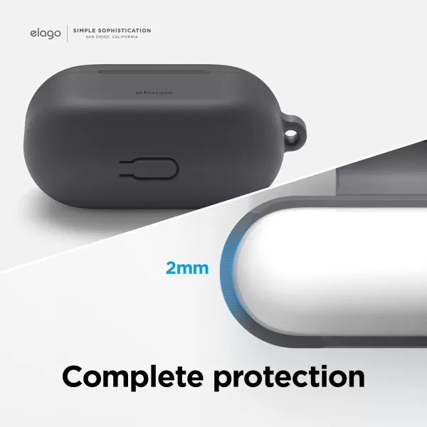 elago Silicone Case Compatible with AirPods 3 Case Cover  Compatible with AirPods 3rd Generation Carabiner Included Supports Wireless Charging Shock Resistant Full Protection BlackDark Grey