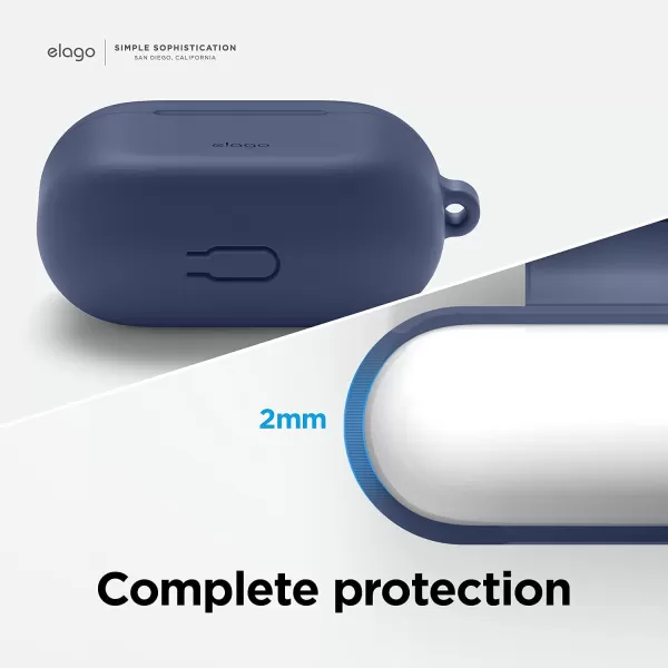 elago Silicone Case Compatible with AirPods 3 Case Cover  Compatible with AirPods 3rd Generation Carabiner Included Supports Wireless Charging Shock Resistant Full Protection BlackJean Indigo