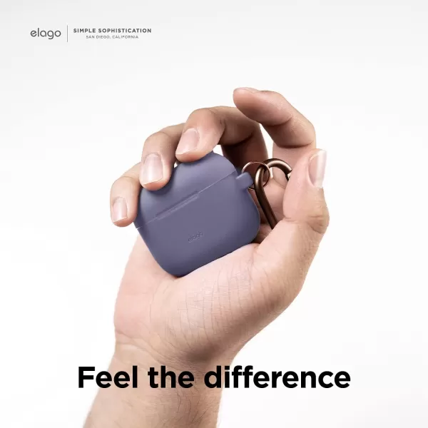 elago Silicone Case Compatible with AirPods 3 Case Cover  Compatible with AirPods 3rd Generation Carabiner Included Supports Wireless Charging Shock Resistant Full Protection BlackLavender Grey