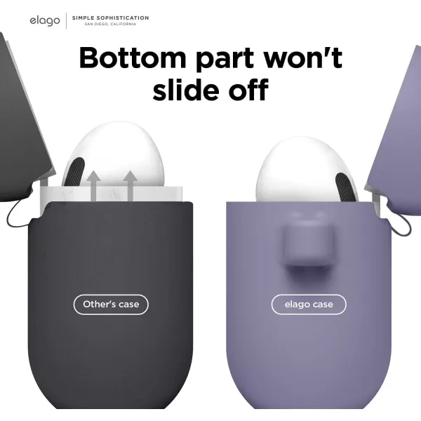 elago Silicone Case Compatible with AirPods 3 Case Cover  Compatible with AirPods 3rd Generation Carabiner Included Supports Wireless Charging Shock Resistant Full Protection BlackLavender Grey