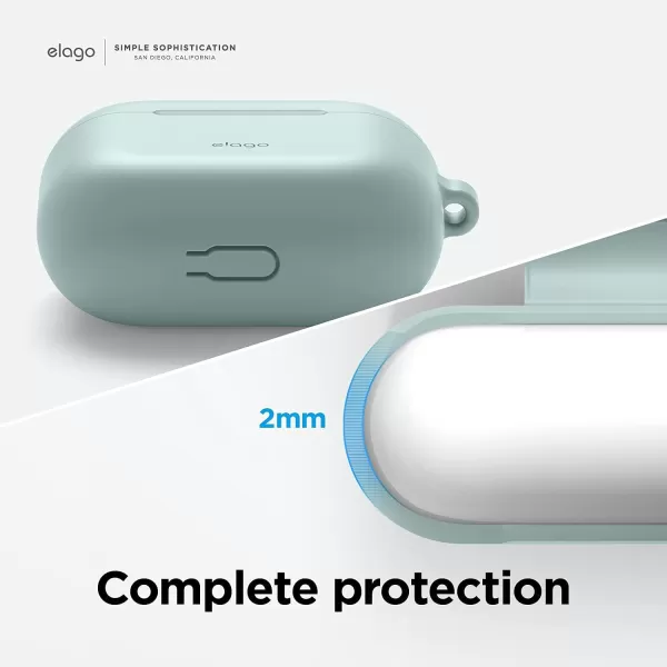 elago Silicone Case Compatible with AirPods 3 Case Cover  Compatible with AirPods 3rd Generation Carabiner Included Supports Wireless Charging Shock Resistant Full Protection Blackmint green
