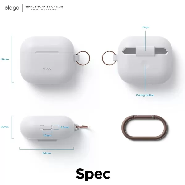 elago Silicone Case Compatible with AirPods 3 Case Cover  Compatible with AirPods 3rd Generation Carabiner Included Supports Wireless Charging Shock Resistant Full Protection BlackNightglow Blue