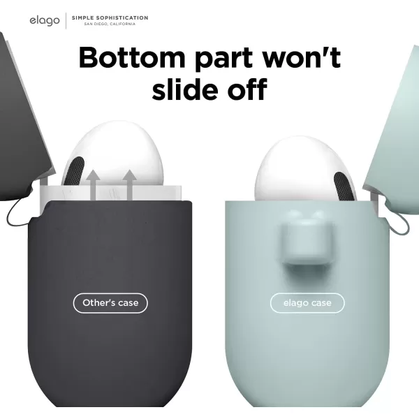 elago Silicone Case Compatible with AirPods 3 Case Cover  Compatible with AirPods 3rd Generation Carabiner Included Supports Wireless Charging Shock Resistant Full Protection Blackmint green