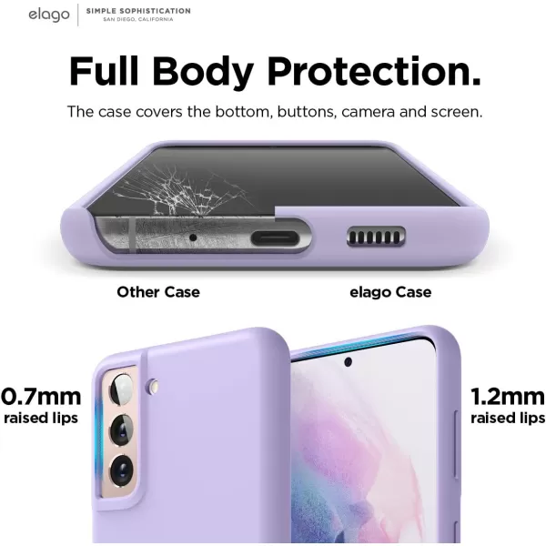 elago Silicone Case Compatible with Galaxy S21 Case Cover Lavender  Premium Liquid Silicone Raised Lip Screen amp Camera Protection 3 Layer Structure Full Body ProtectionLavender