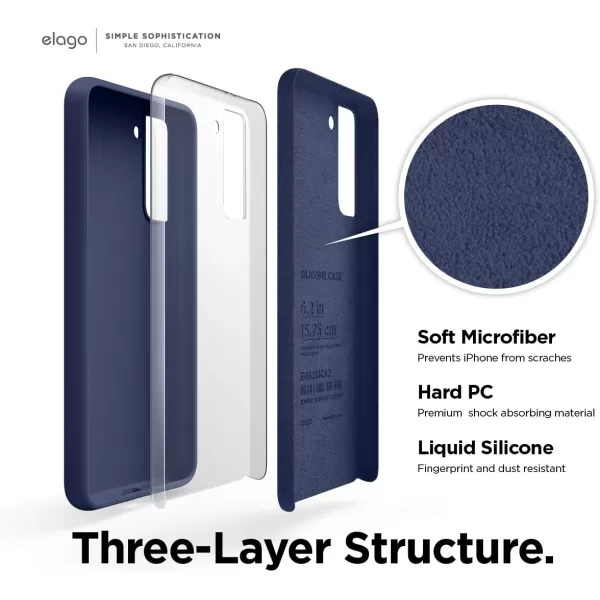 elago Silicone Case Compatible with Galaxy S21 Case Cover Lavender  Premium Liquid Silicone Raised Lip Screen amp Camera Protection 3 Layer Structure Full Body ProtectionJean Indigo