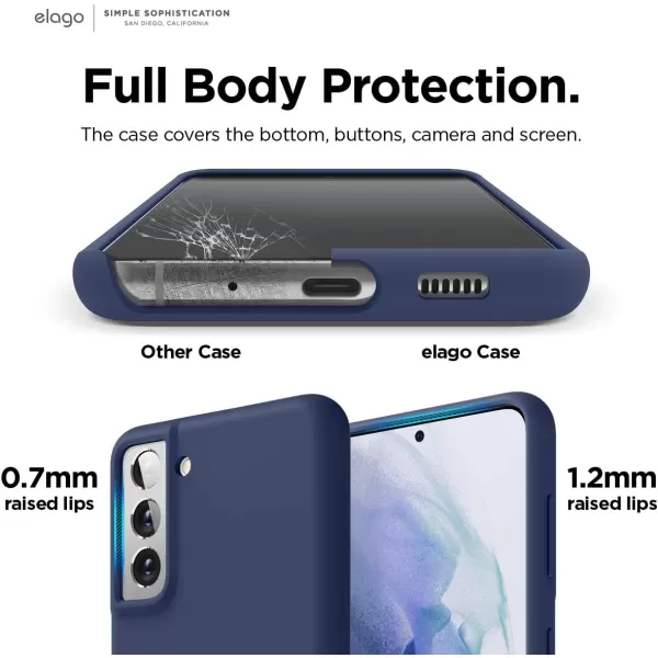 elago Silicone Case Compatible with Galaxy S21 Case Cover Lavender  Premium Liquid Silicone Raised Lip Screen amp Camera Protection 3 Layer Structure Full Body ProtectionJean Indigo