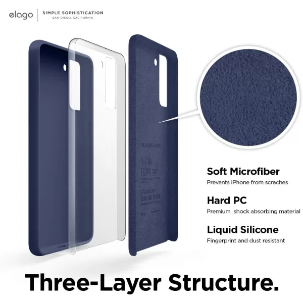 elago Silicone Case Compatible with Galaxy S21 Plus Case Cover Jean Indigo  Premium Liquid Silicone Raised Lip Screen amp Camera Protection 3 Layer Structure Full Body ProtectionJean Indigo