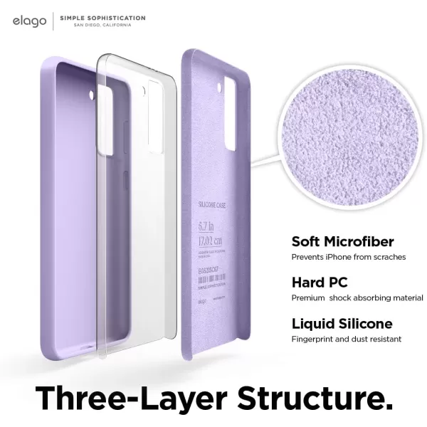 elago Silicone Case Compatible with Galaxy S21 Plus Case Cover Jean Indigo  Premium Liquid Silicone Raised Lip Screen amp Camera Protection 3 Layer Structure Full Body ProtectionLavender