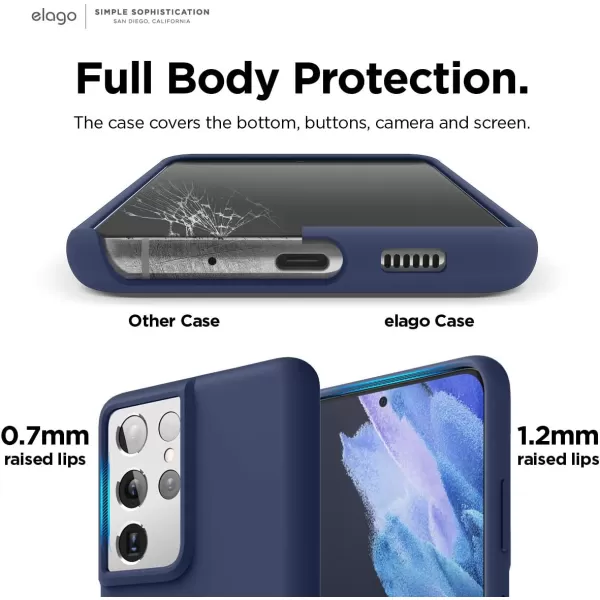 elago Silicone Case Compatible with Galaxy S21 Ultra Case Cover Lavender  Premium Liquid Silicone Raised Lip Screen amp Camera Protection 3 Layer Structure Full Body ProtectionJean Indigo