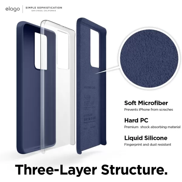 elago Silicone Case Compatible with Galaxy S21 Ultra Case Cover Lavender  Premium Liquid Silicone Raised Lip Screen amp Camera Protection 3 Layer Structure Full Body ProtectionJean Indigo