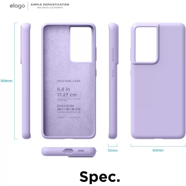 elago Silicone Case Compatible with Galaxy S21 Ultra Case Cover Lavender  Premium Liquid Silicone Raised Lip Screen amp Camera Protection 3 Layer Structure Full Body ProtectionLavender