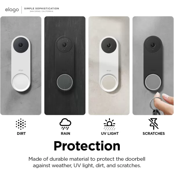 elago Silicone Case Compatible with Google Nest Hello Video Doorbell Wired 2nd Gen  Weather and UV Resistant Perfect Color Match Clean Finish SnowBlack