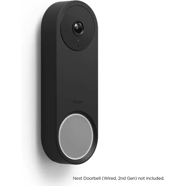 elago Silicone Case Compatible with Google Nest Hello Video Doorbell Wired 2nd Gen  Weather and UV Resistant Perfect Color Match Clean Finish SnowBlack