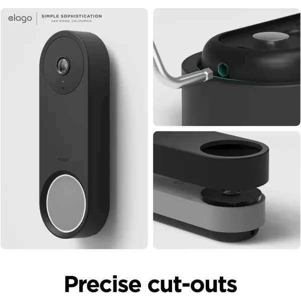 elago Silicone Case Compatible with Google Nest Hello Video Doorbell Wired 2nd Gen  Weather and UV Resistant Perfect Color Match Clean Finish SnowBlack