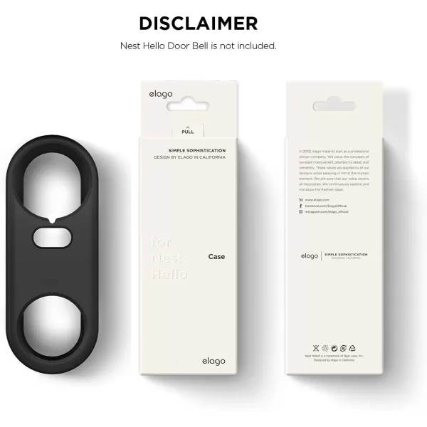 elago Silicone Case Designed for Google Nest Hello Doorbell Cover Black  Full Protection Night Vision Compatible US Patent RegisteredBlack