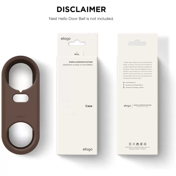 elago Silicone Case Designed for Google Nest Hello Doorbell Cover Black  Full Protection Night Vision Compatible US Patent RegisteredDark Brown