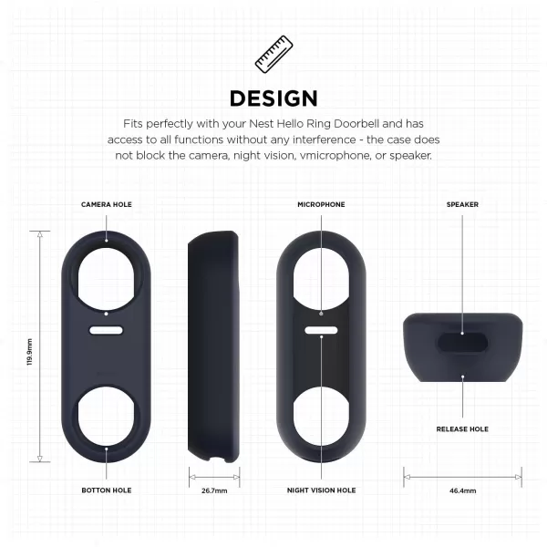 elago Silicone Case Designed for Google Nest Hello Doorbell Cover Black  Full Protection Night Vision Compatible US Patent RegisteredJean Indigo