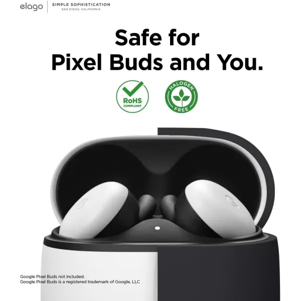 elago Silicone Case Designed for Pixel Buds ASeries 2021 Google Pixel Buds 2 Case 2020 Shockproof Protective Silicone Case Cover Supports Wireless Charging StoneBlack