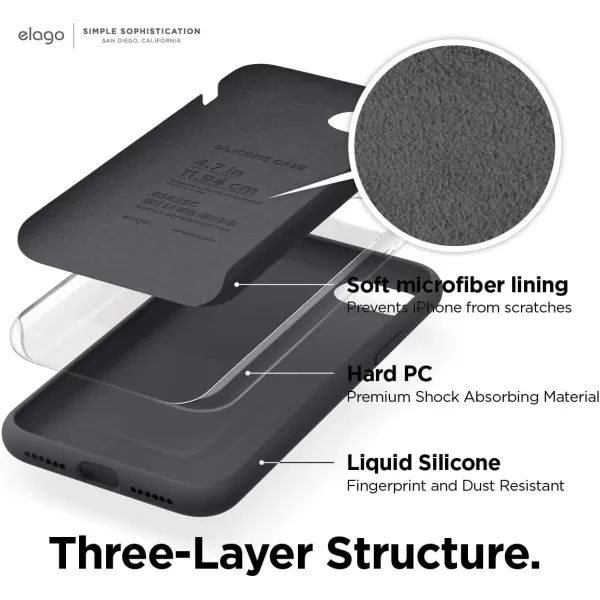 elago Silicone Case Designed for iPhone SE Case 2022 3rd Generation Compatible with iPhone SE Case 2020 iPhone 8 iPhone 7  Silicone Slim Drop Protection Case with Microfiber Lining RedDark Grey