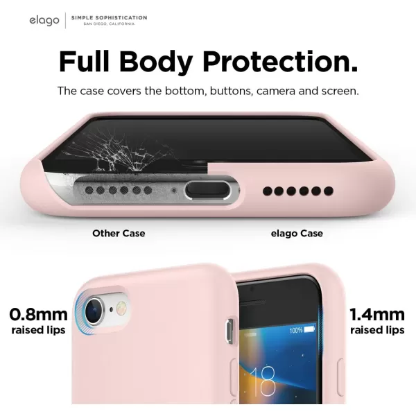 elago Silicone Case Designed for iPhone SE Case 2022 3rd Generation Compatible with iPhone SE Case 2020 iPhone 8 iPhone 7  Silicone Slim Drop Protection Case with Microfiber Lining RedLovely Pink