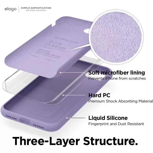 elago Silicone Case Designed for iPhone SE Case 2022 3rd Generation Compatible with iPhone SE Case 2020 iPhone 8 iPhone 7  Silicone Slim Drop Protection Case with Microfiber Lining RedLavender