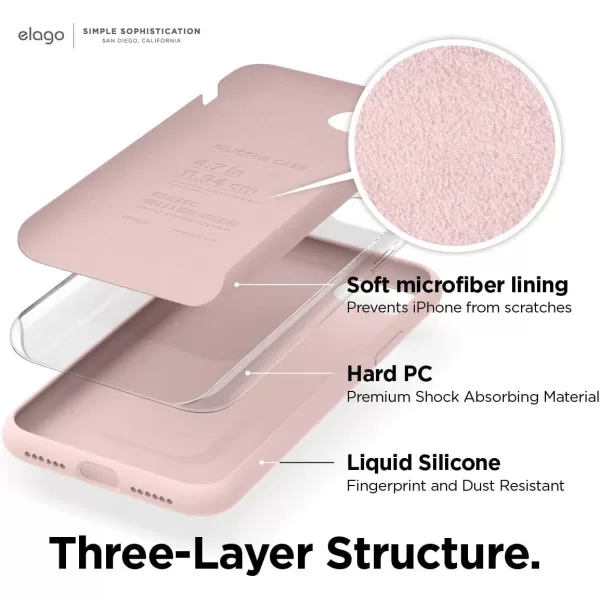 elago Silicone Case Designed for iPhone SE Case 2022 3rd Generation Compatible with iPhone SE Case 2020 iPhone 8 iPhone 7  Silicone Slim Drop Protection Case with Microfiber Lining RedLovely Pink