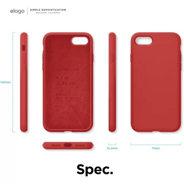 elago Silicone Case Designed for iPhone SE Case 2022 3rd Generation Compatible with iPhone SE Case 2020 iPhone 8 iPhone 7  Silicone Slim Drop Protection Case with Microfiber Lining RedRed