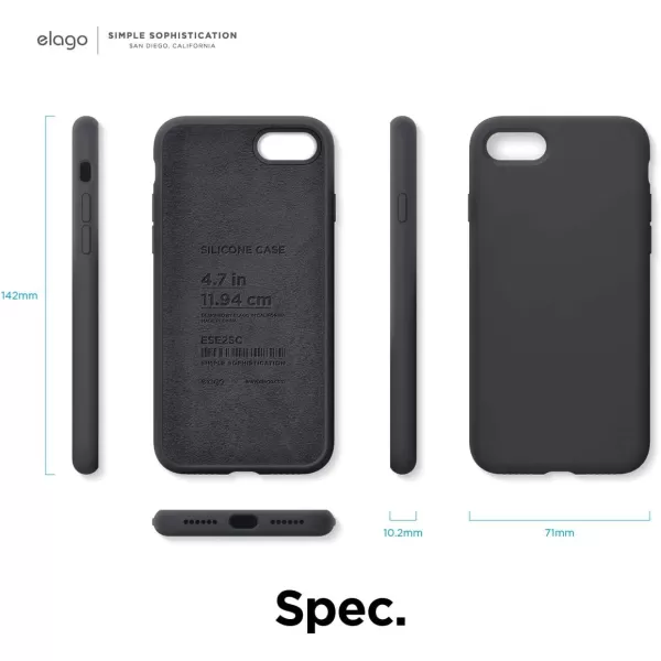 elago Silicone Case Designed for iPhone SE Case 2022 3rd Generation Compatible with iPhone SE Case 2020 iPhone 8 iPhone 7  Silicone Slim Drop Protection Case with Microfiber Lining RedDark Grey