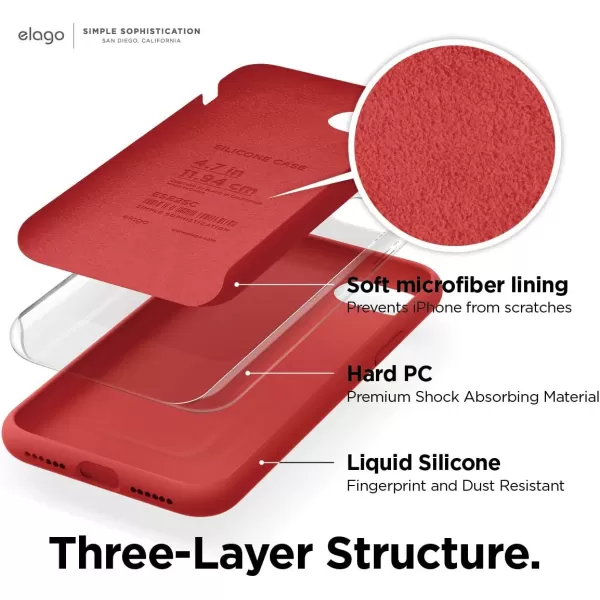 elago Silicone Case Designed for iPhone SE Case 2022 3rd Generation Compatible with iPhone SE Case 2020 iPhone 8 iPhone 7  Silicone Slim Drop Protection Case with Microfiber Lining RedRed