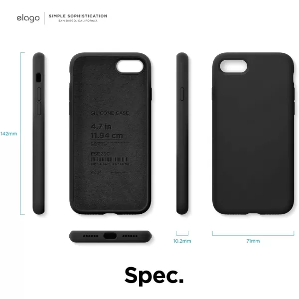 elago Silicone Case Designed for iPhone SE Case 2022 3rd Generation Compatible with iPhone SE Case 2020 iPhone 8 iPhone 7  Silicone Slim Drop Protection Case with Microfiber Lining RedBlack