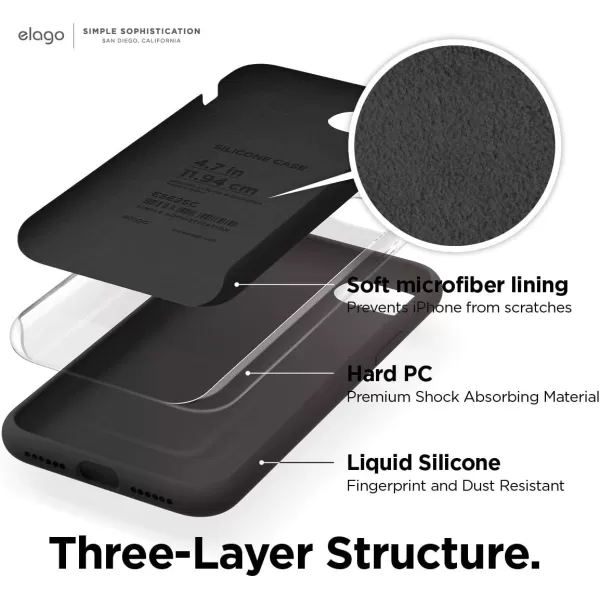 elago Silicone Case Designed for iPhone SE Case 2022 3rd Generation Compatible with iPhone SE Case 2020 iPhone 8 iPhone 7  Silicone Slim Drop Protection Case with Microfiber Lining RedBlack