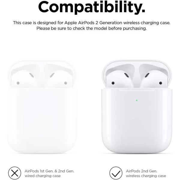 elago Silicone Case with Keychain Compatible with Apple AirPods 2 Wireless Charging Case Front LED Visible AntiSlip Coating Inside Premium Silicone RedBaby Mint