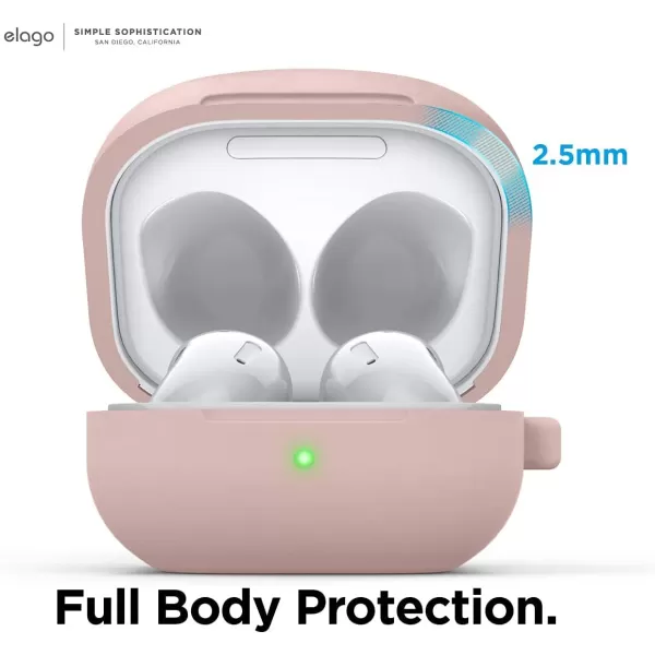 elago Silicone Hang Case Compatible with Samsung Galaxy Buds FE Case 2023  Galaxy Buds 2 Pro Case 2022  Galaxy Buds 2 Case 2021  Galaxy Buds Pro Case 2021  Galaxy Buds LiveNightglow BlueSand Pink