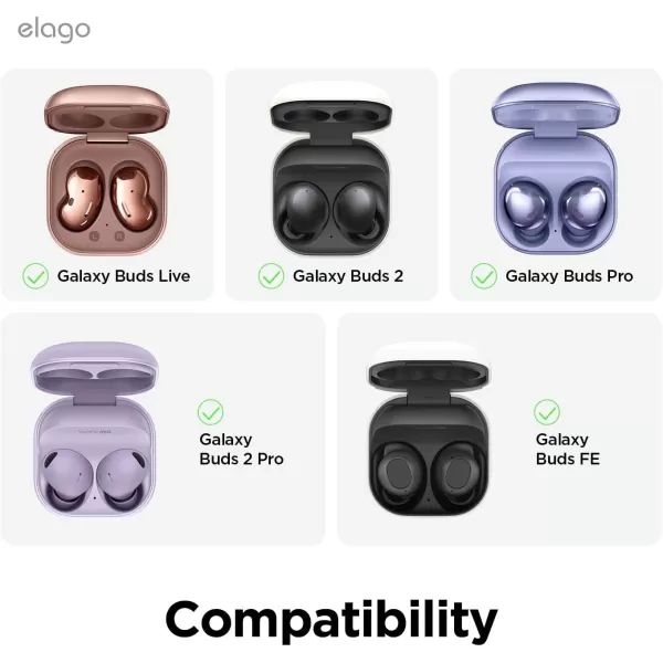 elago Silicone Hang Case Compatible with Samsung Galaxy Buds FE Case 2023  Galaxy Buds 2 Pro Case 2022  Galaxy Buds 2 Case 2021  Galaxy Buds Pro Case 2021  Galaxy Buds LiveNightglow BlueBlack