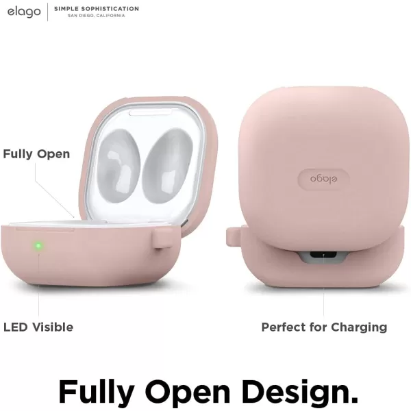 elago Silicone Hang Case Compatible with Samsung Galaxy Buds FE Case 2023  Galaxy Buds 2 Pro Case 2022  Galaxy Buds 2 Case 2021  Galaxy Buds Pro Case 2021  Galaxy Buds LiveNightglow BlueSand Pink