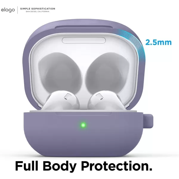 elago Silicone Hang Case Compatible with Samsung Galaxy Buds FE Case 2023  Galaxy Buds 2 Pro Case 2022  Galaxy Buds 2 Case 2021  Galaxy Buds Pro Case 2021  Galaxy Buds LiveNightglow BlueLavender Grey