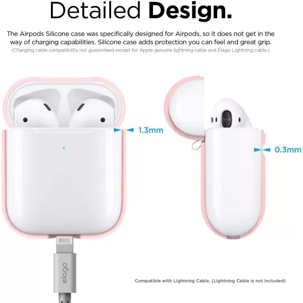 elago Silicone Protective Case Compatible with Apple AirPods 2 Wireless Charging Case Front LED Visible AntiSlip Coating Inside Patent Registered PeachLovely Pink