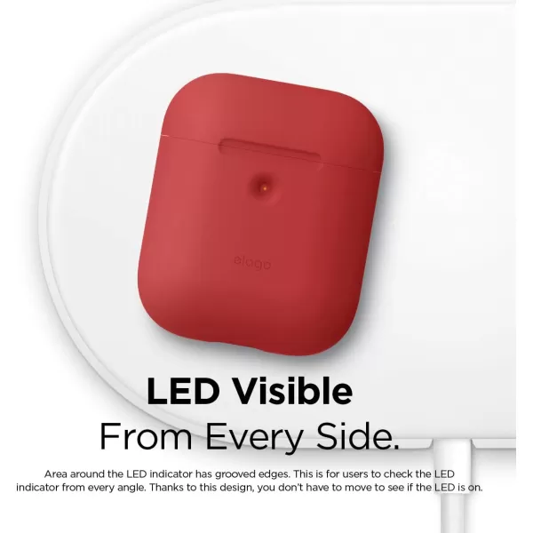 elago Silicone Protective Case Compatible with Apple AirPods 2 Wireless Charging Case Front LED Visible AntiSlip Coating Inside Patent Registered PeachRed