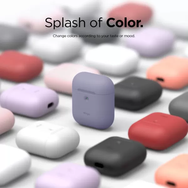 elago Silicone Protective Case Compatible with Apple AirPods 2 Wireless Charging Case Front LED Visible AntiSlip Coating Inside Patent Registered PeachLavender Gray